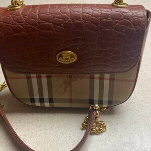 Auth. Prorsum RARE Mini Burberrys Nova Check Leather Trims Shoulder Bag